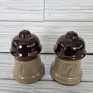 Brown and Tan Ceramic Salt and Pepper Shakers